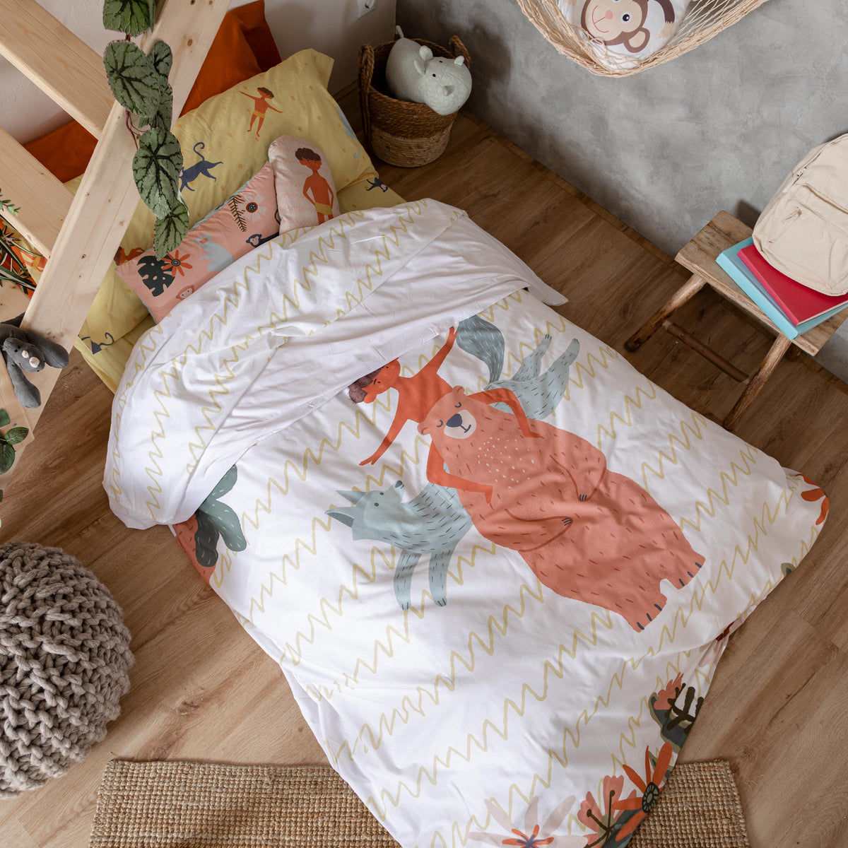 Jungle-Tastic Set Copripiumino Singolo + 168cm X137cm Abbinato Tende - 6