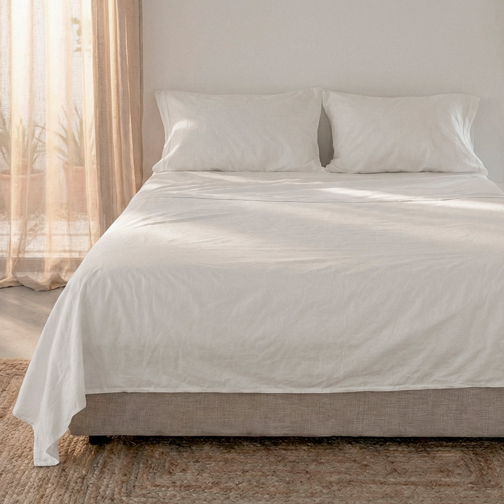 Set Lenzuola Moon Grey Per Letto 90x190/200 Cm – 100% Cotone Percalle 140 Fili, Morbide E Anti-Peeling