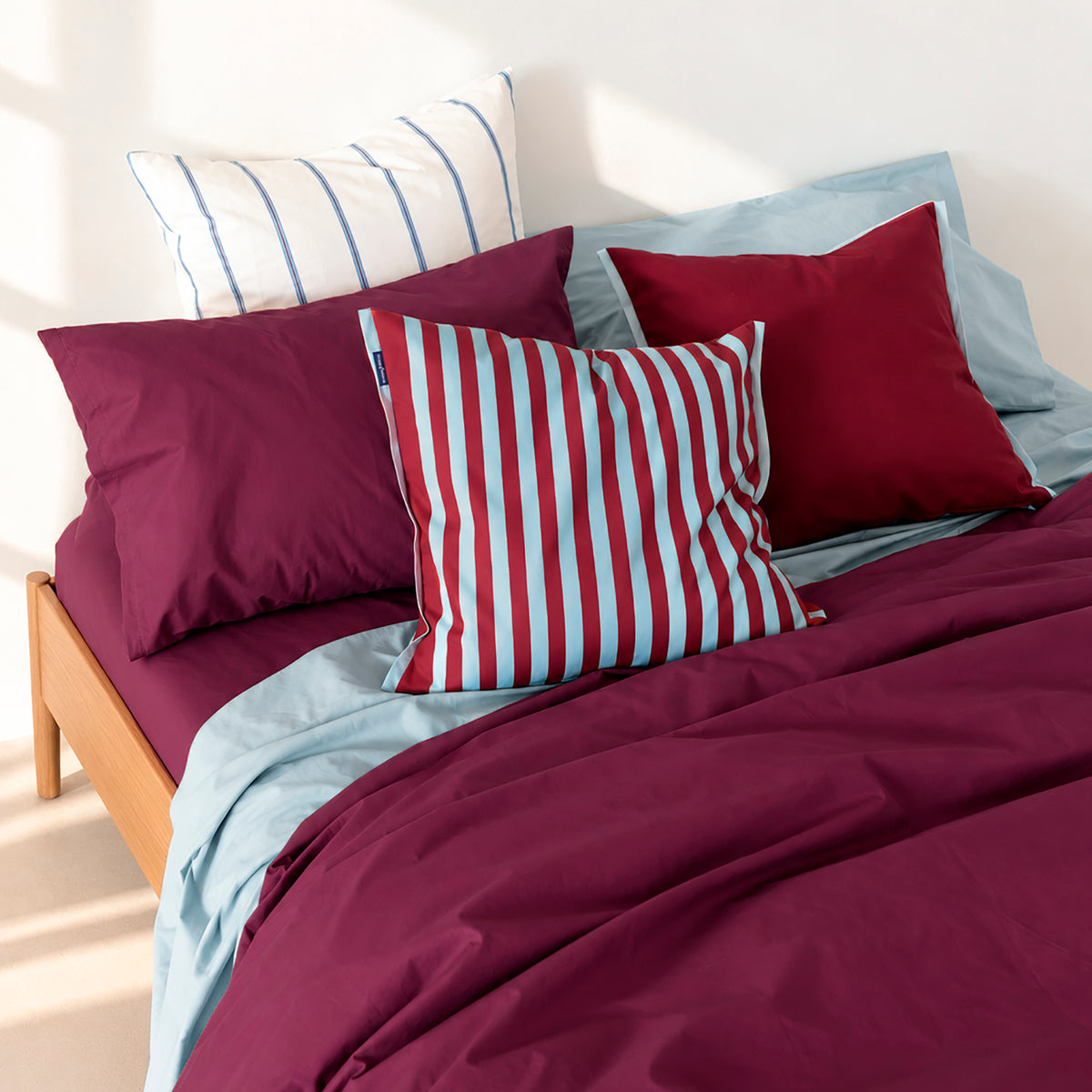 Burgundy bedding from the Playful collection