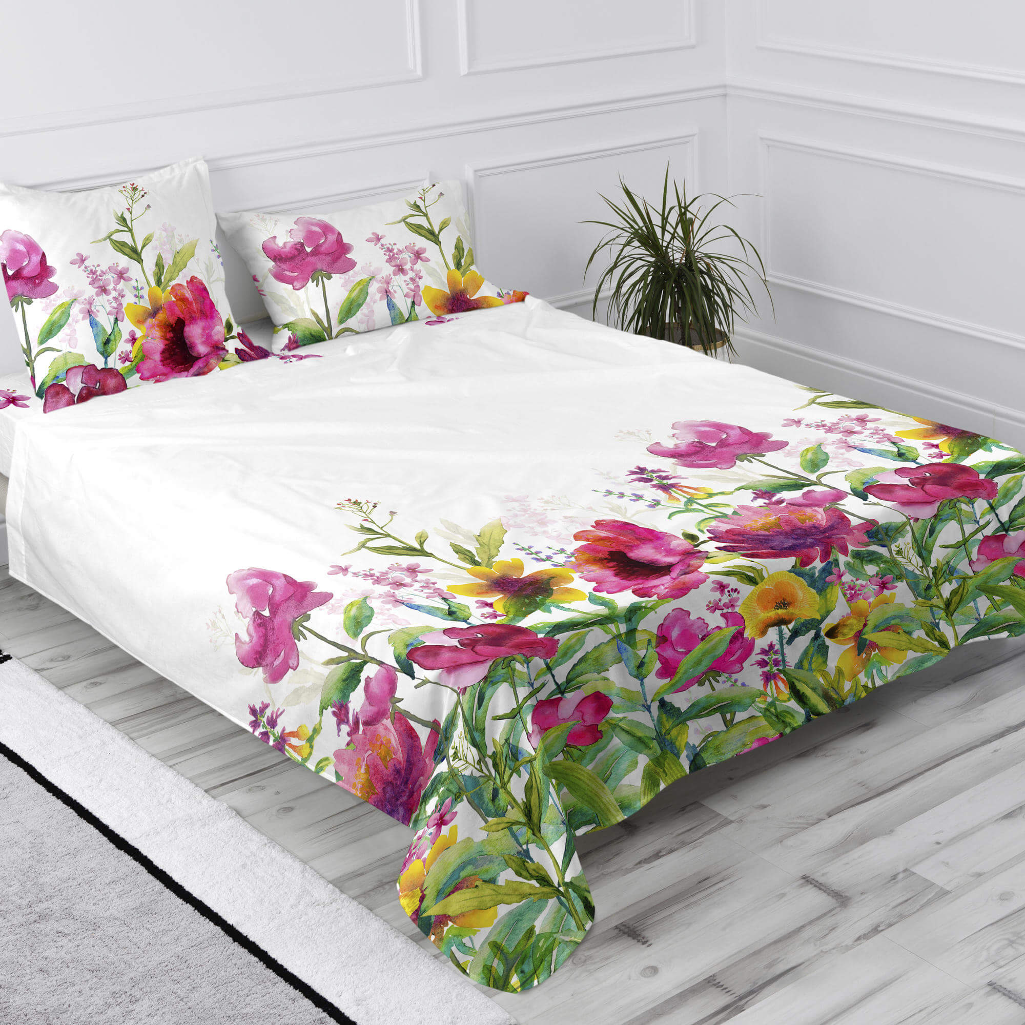 Set di biancheria da letto matrimoniale per bambini, stile vintage, con lenzuolo con angoli e stampa floreale retrò, per la decorazione della stanza, colore blu, con tasca profonda e 2 federe Set di biancheria da letto matrimoniale per bambini, stile vintage, con lenzuolo con angoli e stampa floreale retrò, per la decorazione della stanza, colore blu, con tasca profonda e 2 federe