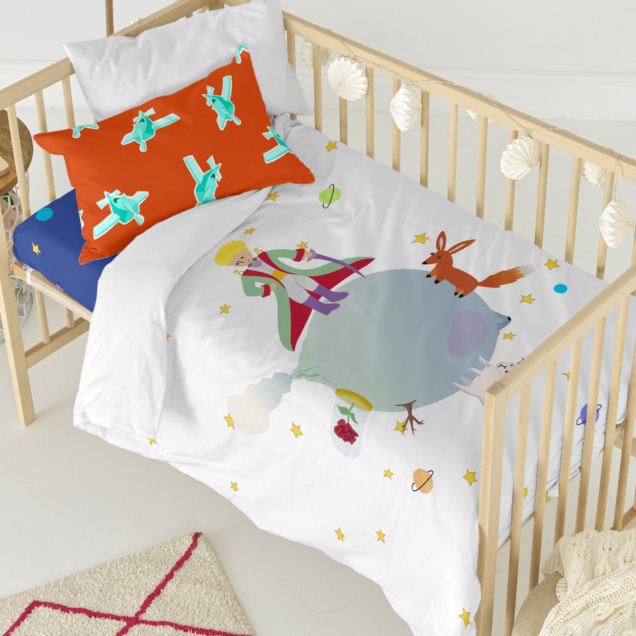 Lot De 2 Serviettes 100% Coton Le Petit Prince - 50x100 Cm + 70x140 Cm - Qualité Douce Et Absorbante